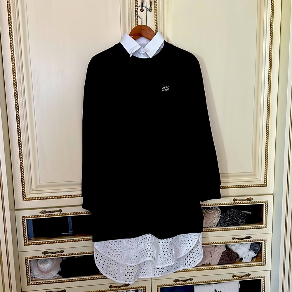 Karl Lagerfeld Broderie Anglaise Sweatshirt dress